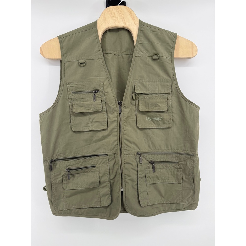 Olympina Utility Fishing Vest XL Cotton Blend Olive‎ Green Multi-Pocket Gorpcore